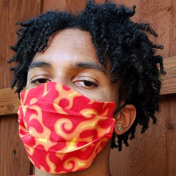 Fire Flames Handmade Cotton Face Mask,Reuse/Wash - Picture 3 of 5